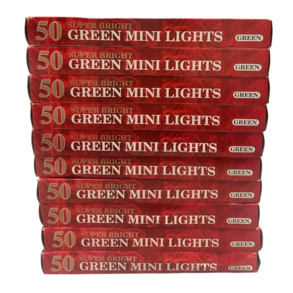 Mini Christmas String Lights Bundle Indoor Outdoor 50 Lights Green Bulb and Wire